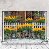 Lofaris Yellow Flower Planter Fence Spring Photo Backdrop